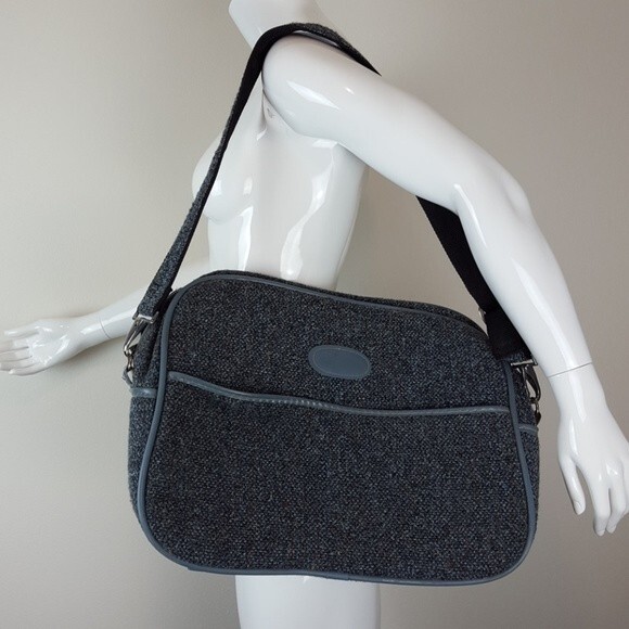Vintage 70's Skyway Blue Tweed Travel Bag - Picture 1 of 8